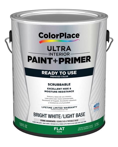 Colorplace Ultra Interior Paint And Primer Flat Bright Whitelight Base