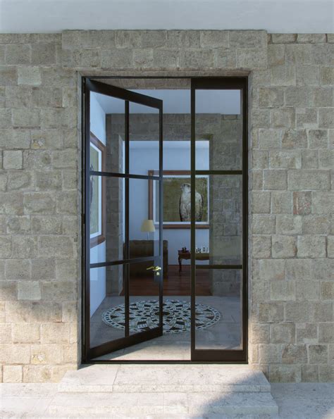 Custom Steel Grid Single Glass Door With Fixed Glass A13
