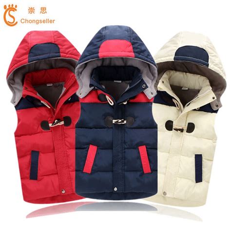 2018 Winter Children Vest Jackets Casual Warm Kids Hooded Waistcoats