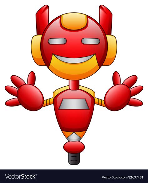 Red Robot Cartoon Character Isolated On White Back