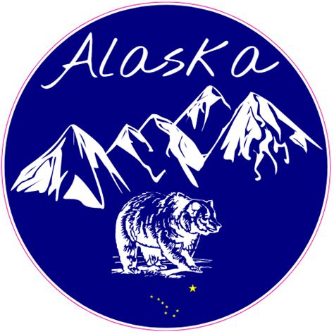 Alaska Bear And Mountains Circle Sticker Us Custom Stickers