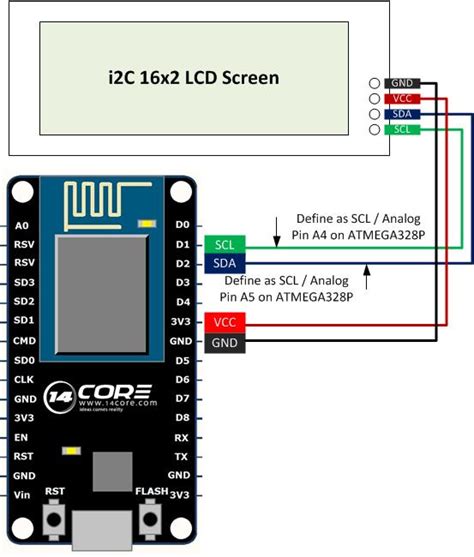 Wiring Nodemcu Esp8266 12e With I2c 16×2 Lcd Screen