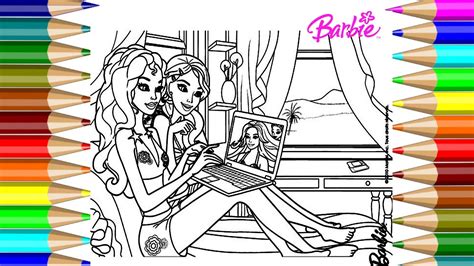 Barbie Coloring Book Barbie on her Laptop Coloring Book ...