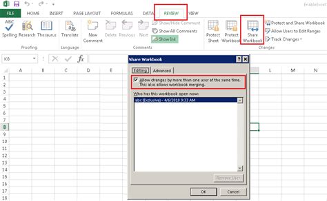 Excel 2016 Enable Shared Workbook Track Changes Compare And Merge