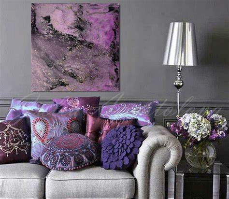 Purple And Black Large Wall Art Purple Abstract Painting Etsy