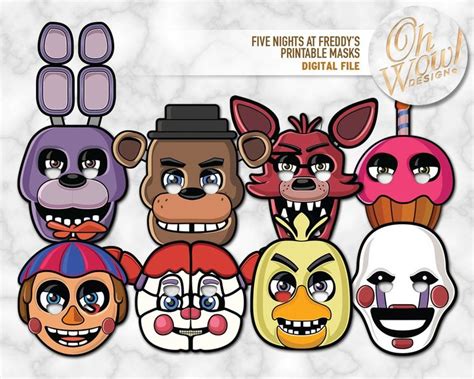 Five Nights At Freddys Masks Digital File Five Night Five Nights