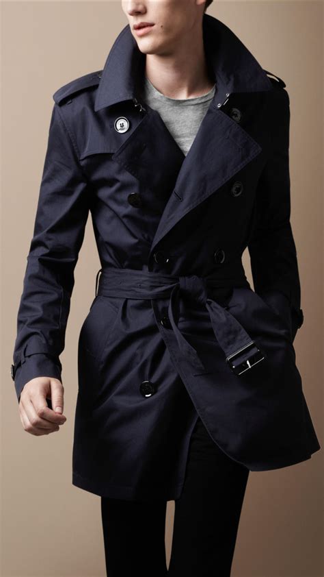 Lyst Burberry Brit Midlength Cotton Trench Coat In Blue For Men