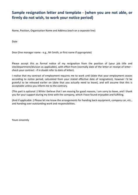 Resignation Letter Sample With Notice Period Dubo