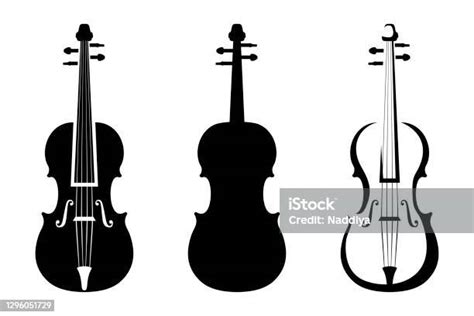 Ilustración De Conjunto De Violines Siluetas Vectoriales Negras Y Más