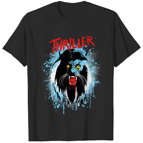 THRILLER WERECAT Halloween Blood Splatter Michael Jackson T Shirts