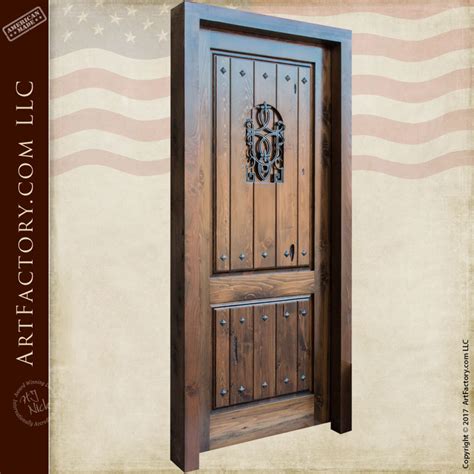 Solid Wood Entry Door With Fine Art Quality Speakeasy Grill