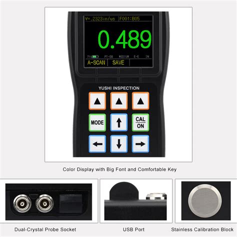 Yushi 휴대용 Um 디지털 두께 게이지 미터 고정밀 Led 스크린 Buy 두께 측정기 두께 측정 초음파 두께 측정기