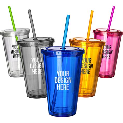 Free Distribution 16oz Clear Double Wall Acrylic Tumbler Cup With Lid And Straw Bpa Free 10 Pack