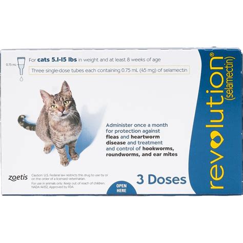 The medication targets some of the parasitic issues such as heartworms, ear mites, fleas, roundworms, and hookworms. Revolution for cats | Revolution for kittens dosage at ...