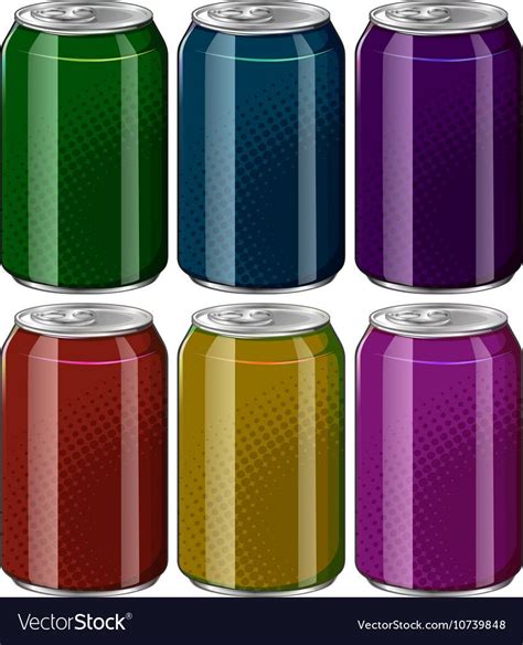 Aluminum Cans In Six Different Colors Royalty Free Vector In 2021