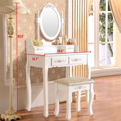 Measures 43 x 18 x 60 h. UBesGoo Elegance White Dressing Table Vanity Table and ...