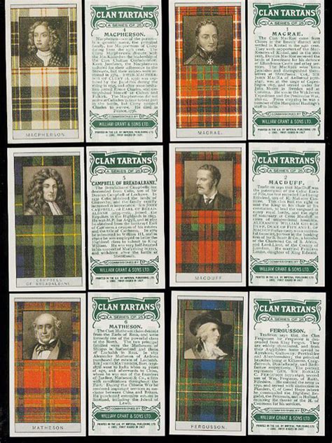 Scottish Clan Tartans Glenfiddich Card Set Scottish Clan Tartans