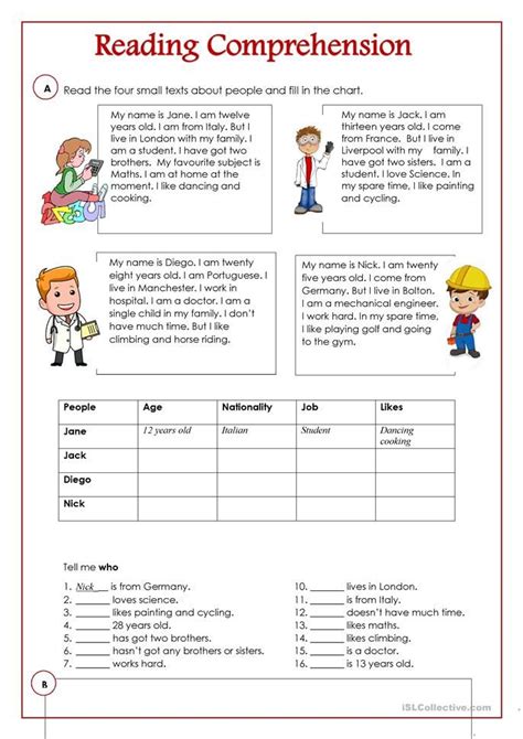 Reading Comprehension 2 Worksheet Free Esl Printable Worksheets Made