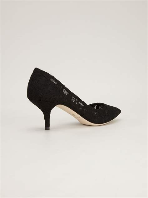 Lyst Dolce And Gabbana Floral Lace Pumps In Black