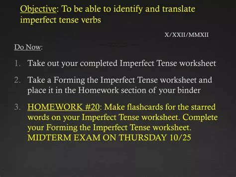 Ppt Objective To Be Able To Identify And Translate Imperfect Tense