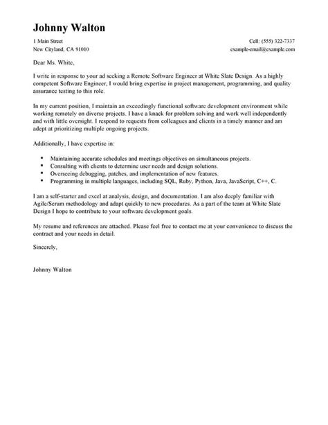 Software engineering cover letter examples. Outstanding Remote Software Engineer Cover Letter Examples ...