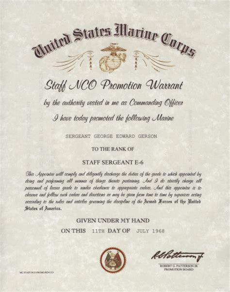 United States Marine Corps Snco Promotion Warrant