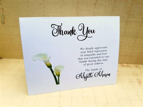 Calla Lily Sympathy Thank You Notes Cards For Sympathy Flowers Etsy