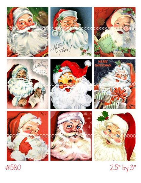 Santa Clipart Instant Download Christmas Clip Art Vintage Etsy Clip
