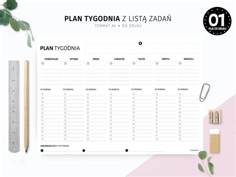 Plan Tygodnia Z List Zada Do Druku Karty Pracy I Planery Do Druku Sklep Internetowy