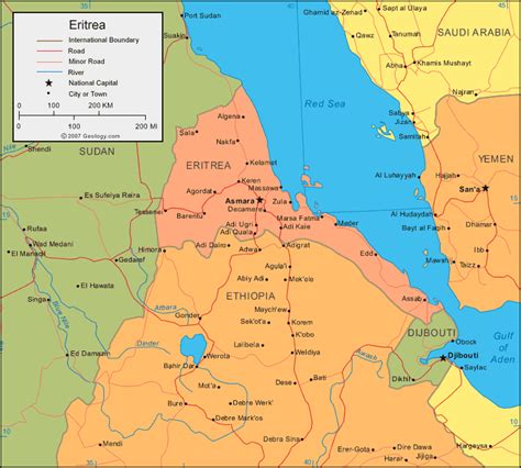 Map of eritrea country welt atlas de. Eritrea Map