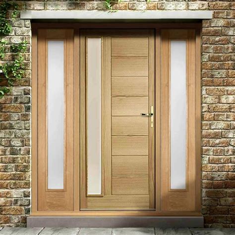 Suffolk Exterior Oak Door And Frame Set Part Frosted Double Glazing