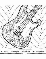 Number Color Guitar Bass Coloring Printable Pages Numbers Freeprintablecoloringpages Adult sketch template