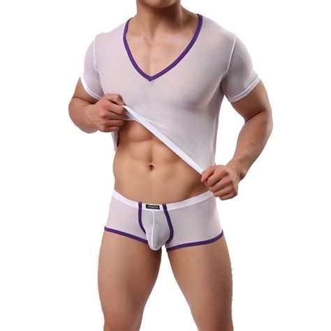 Men Underwear Sexy Jjsox Series Jj1 See Through Mesh T Shirt White White