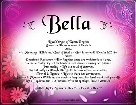 What Middle Name Goes With Bella