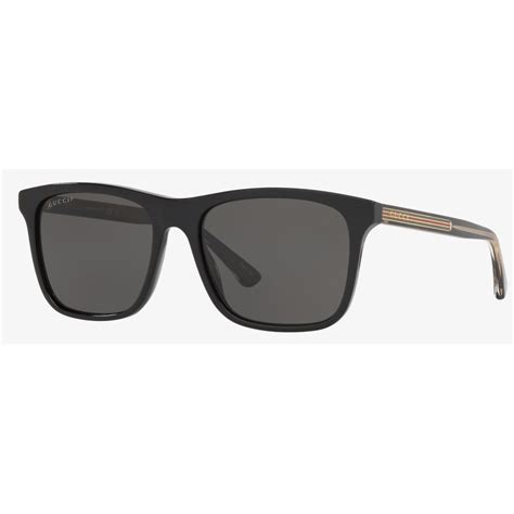 gucci black rectangular grey polarized lens men s sunglasses gg0381s 007