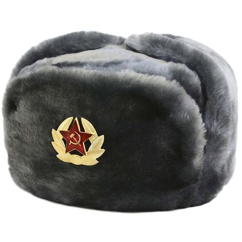 Soviet Military Ushanka Hat Mens Large Cream Fur Trapper Russian