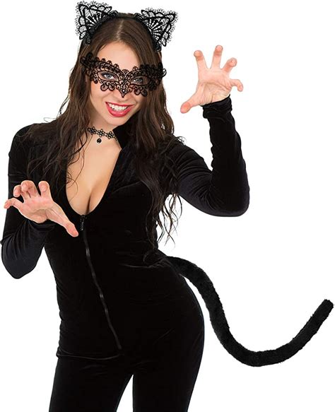 Pieces Black Cat Costume Set Lace Cat Ears Headband Cat Tail