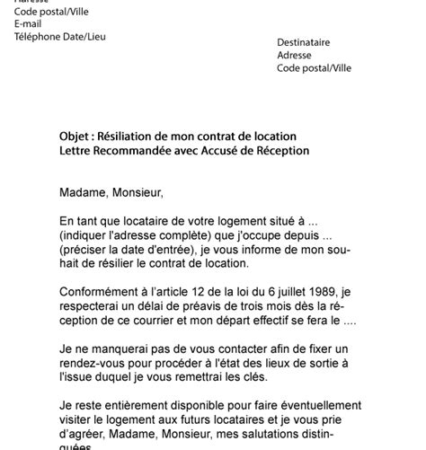 Lettre Type RãSiliation Bail Location Garage Financial Report