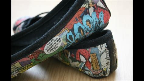 Diy Comic Book Shoes Spiderman Ballet Pumps Youtube