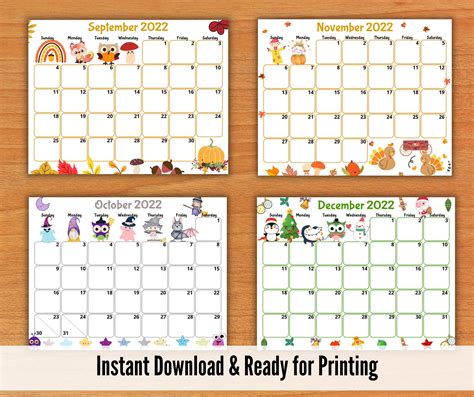 Editable Calendar 2022 Printable Kids Calendars Homeschool Etsy Australia
