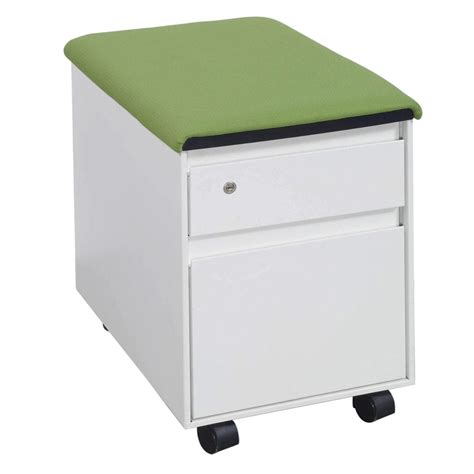 Steelcase Used Mobile White Box File Pedestal Green Top National