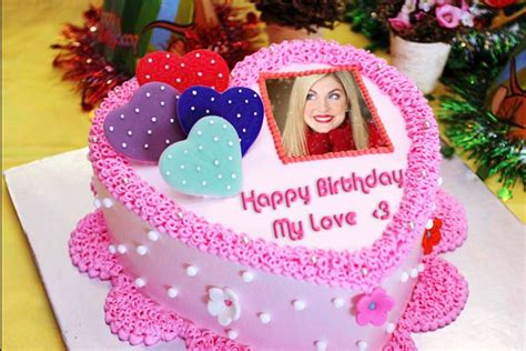 Find images of birthday cake. Photo frame birthday cake and heart name