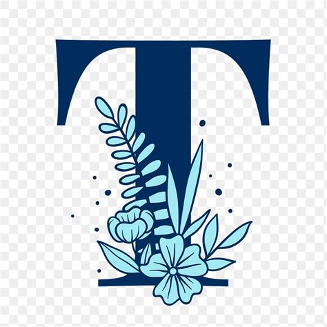 Flower Letter T Png Blue Free Png Sticker Rawpixel