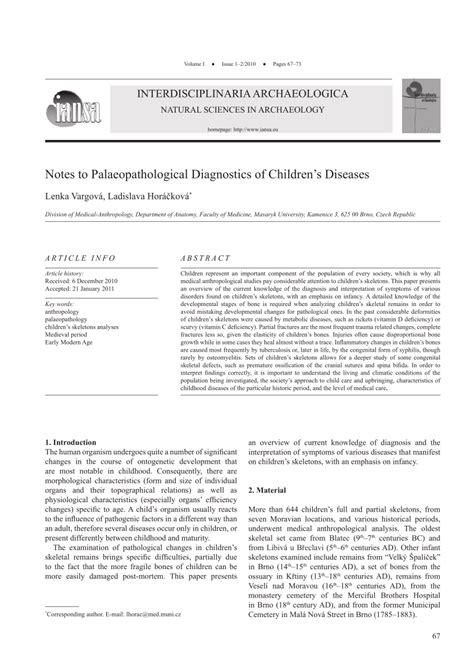 Pdf Notes To Palaeopathological Diagnostics Of Childrens Diseases