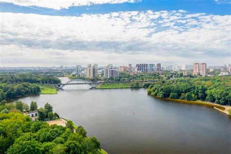 Aerial View Of The City Of Khimki Stock Photo Image Of Bridge