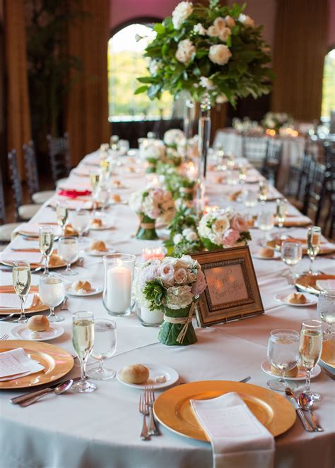 Romantic Reception Tablescapes Blue Wedding Centerpieces Reception