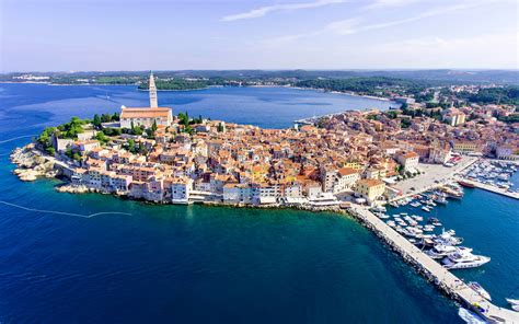 Download Wallpapers Rovinj Adriatic Sea Summer Tourism Beautiful City Rovinj Cityscape