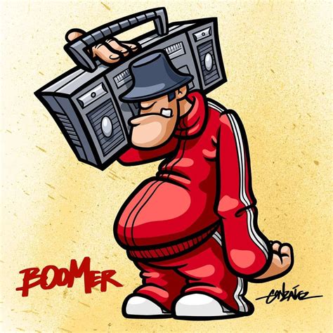 A Cartoon Character With A Boombox On His Head