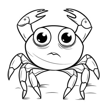 Cute Crab Coloring Page Vector Basic Simple Cute Cartoon Crab Outline