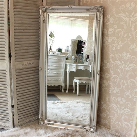 Large Ornate Silver Wallfloor Mirror Melody Maison